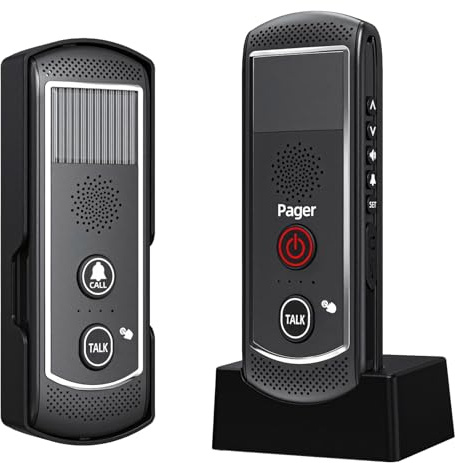 wkao Pour les grandes maisons, sonnette sans fil, longue portée de 1 à 2 km, alimentation solaire, batterie au lithium rechargeable, système d'interphone non visuel, étanche IP44, 3 niveaux de volume