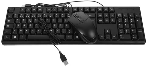 Ipetboom Clavier USB Filaire Complet 104 Touches et Pavé Numérique Intégré, Souris Filaire Ergonomique en Abs, Ensemble pour Bureau et Usage Informatique