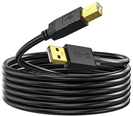 NC XQIN Printer Cable 30ft USB 2.0 Type A to B Cord for Scanner, DAC, MIDI Keyboard, Compatible with HP, Canon, Epson, Brother and More