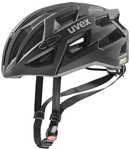 uvex Race 7 - sicherer Performance-Helm für Damen und Herren - individuelle Größenanpassung - extra Aufprall-Schutz - Black - 51-55 cm