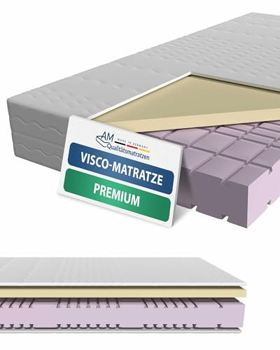 AM Qualitätsmatratzen Premium 7 Zonen Viscoschaum Matratze 120x200 H2 - Made in Germany - Oeko TEX Memory Foam Matratze 120x200-23 cm Hoch - Kaltschaummatratze 120x200 H2 mit 4cm Viscoauflage