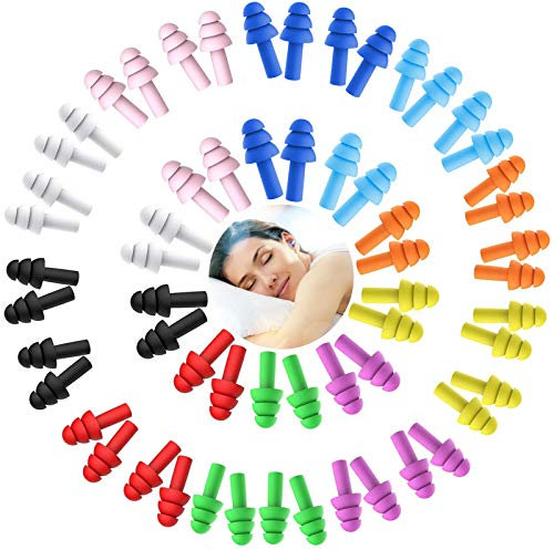30 Reusable Silicone Ear Plugs for Sleeping, Swimming, Noise Reduction - Ultra Soft, Flexible Earplugs for Studying, Concerts, Travel