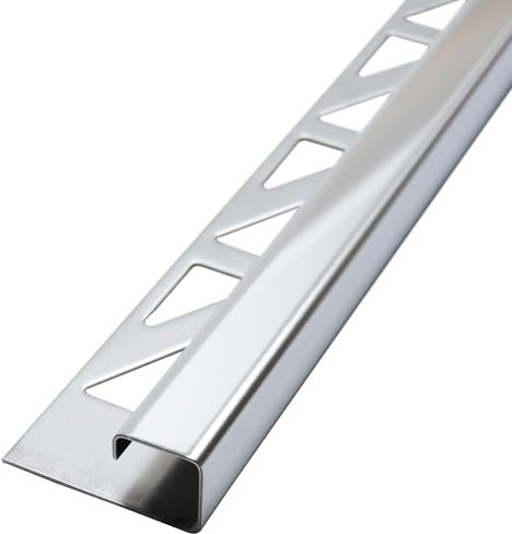 Dalsys Fliesenschiene Eckprofil Quadratprofil Edelstahl Poliert 2,5m x 8mm, Fliesenprofil
