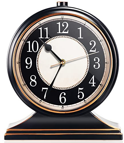 AYRELY® Vintage Tischuhr – Lautlos ohne Ticken, 10-Zoll-Zifferblatt, Retro-Kaminuhr für Wohnzimmer, Schlafzimmer, Regal, Kamin & Landhausstil, gut lesbar
