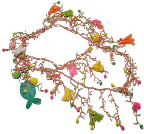 Antica Sartoria - Damenhalskette mit Harzperlen im böhmischen Stil, bunte Perlen mit Anhängern. Schöner Modeschmuck für Damen. Halsketten für Damen, unsichtbarer Freund, originelles Geschenk., Talla