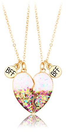 IERCZA Collana dell'amicizia con ciondolo dell'amicizia Best Friends, collana BFF, cuore viola per 2 ragazze, regalo di compleanno per migliori amici (rosa gradiente)