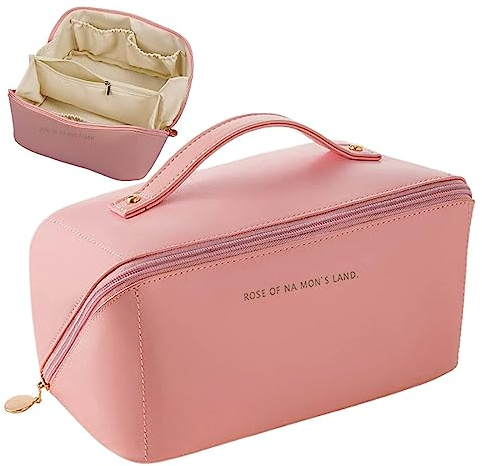 SJBAUTYO 1pcs Borsa Cosmetica da Viaggio,Borsa Cosmetica da Donna in Morbida Pelle PU, Borse da Toilette Impermeabile Portatile,Perfetto per Viaggio/All'aperto,il rosa
