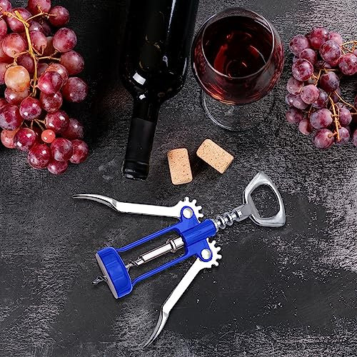 Tire-bouchon coloré à levier professionnel Sommelier - Tirabuscion Ouvre-bouteille Vin Ouvre-bouteille Cava Bouchons Liège, Accessoires pour Vin et Bière, Bouchons en Silicone (Bleu)