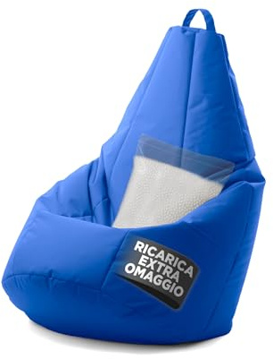 Avalon - Puff Poltrona Sacco Pera Deluxe Grande Sfoderabile, Pouf Sacco di Qualità Sartoriale, Bean Bag per Sedersi Ergonomico, Tessuto Antistrappo Impermeabile, Made in Italy(70x130cm-Blu Royal)