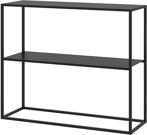 HOMCOM Konsolentisch, Flurtisch mit 2 Ebenen Sofatisch, Beistelltisch mit Kippschutz, Dekotisch für Wohnzimmer, Diele, Stahl, 90 x 30 x 75 cm, Schwarz
