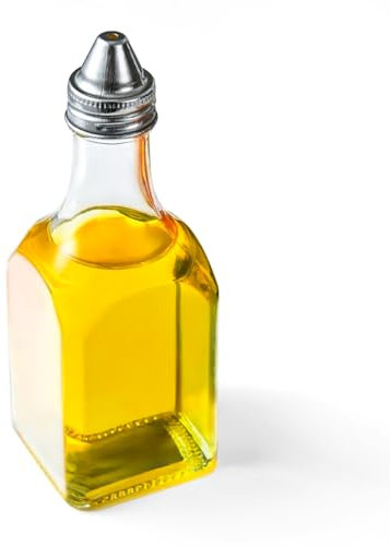 WINSOME Glass Vinegar Dispenser Bottle | 170ml Refillable Vinegar Bottle with Screw Top Lid | Compact Square Vinegar Condiment Pot for Oils and Sauces