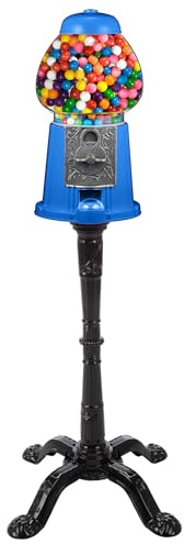 Vintage-Look Gumball Machine with Stand and Coin Bank - Nostalgic Decor 1920s-Style Candy Dispenser Vending Machine by Great Northern Popcorn (Blue)
