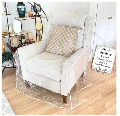 Evelots Clear Plastic Recliner Cover - Thick Heavy Duty Vinyl Armchair Cover for Protection Against Cat & Dog Clawing - Stain & Dust Protector - Waterproof Slipcover for Moving & Storage