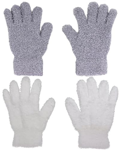 SLAXJNE 2 Paia di Guanti in Velluto Grosso, Guanti in Velluto Assorbenti E Traspiranti, Guanti per Pulire E Spolverare, Guanti in Microfibra Assorbenti, Guanti Riutilizzabili