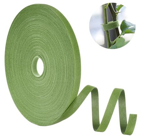 Adiwo - Cinta adhesiva para plantas con velcro, 25 m, color verde, resellable, de doble cara, 10 mm, autoadhesiva, para trepar, multiusos, resistente a la intemperie