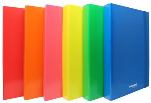 Memotak Office Cartelle con Elastico, Set 6 Colori Assortiti, Dorso 5 cm