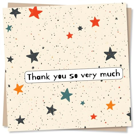 Thank You Card, Appreciation - Stars, Glitter, Magical, Friend | for Him, Her, Men, Women, Mum, Dad, Family, Colleague, Teacher, Carer - from All of Us - Cream - Blank Inside, with Envelope
