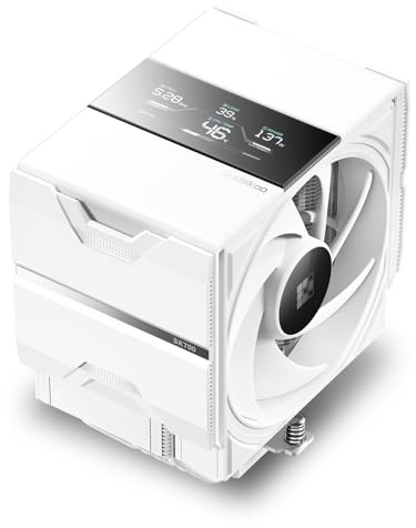 Sudokoo SK700V BLANC Ventirad AM5 Exclusif, Affichage Numérique, 7 Caloducs Ventilateur de Processeur, Tour Unique, Ventilateur 120mm FDB PWM, Accès RAM Complet, Montage Facile, Garantie 5 Ans