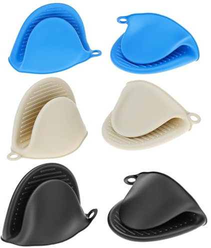 QWORK® 3 Paires de Mini Gants de Cuisine en Silicone, pour la Cuisine, la pâtisserie et Le Barbecue, Gants de Cuisine antidérapants et faciles à Nettoyer