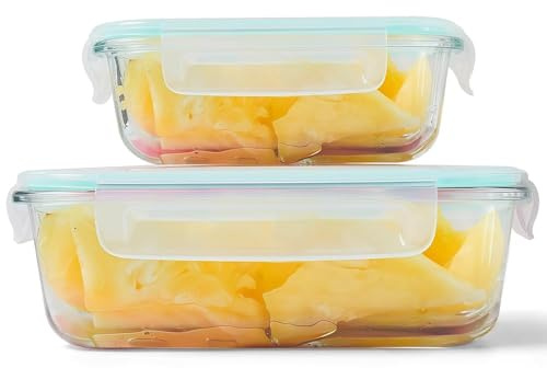 HOUSLUX Meal Prep Boxen Glasbehälter mit Deckel Glas Lebensmittelbehälter - Hochfest, Spülmaschinengeeignet & Auslaufsicher für tägliche Nutzung (370&1040ML)