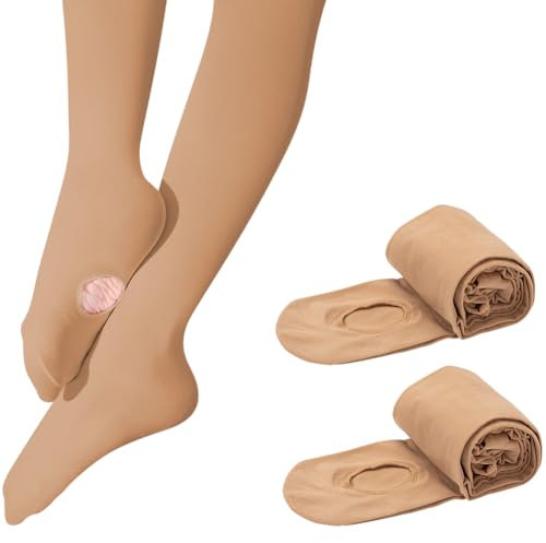 2 Paare Ballett Strumpfhose für Mädchen, Hautfarbe Ballettstrumpfhose Tanzstrumpfhose Ballet Strumpfhose für Mädchen Kinder und Damen (DE/NL/SE/PL, Alter, Einheitsgröße, Regular, M)
