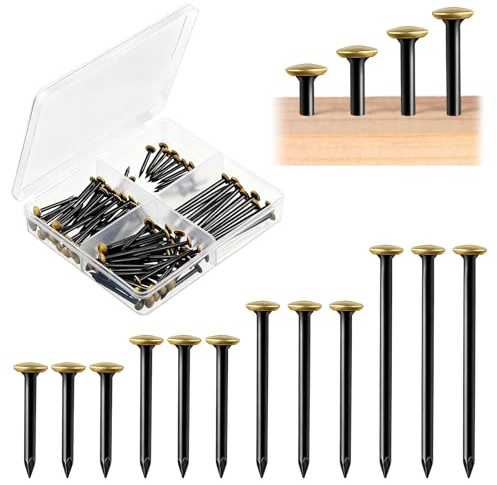 120 Stück Stahlnägel Set, 20/25/30/40mm Bildernägel, Goldfarbenem Kopf Nägel, Nägel Bilder Aufhängen für Bilderrahmen/PinnwäNden/Leinwand