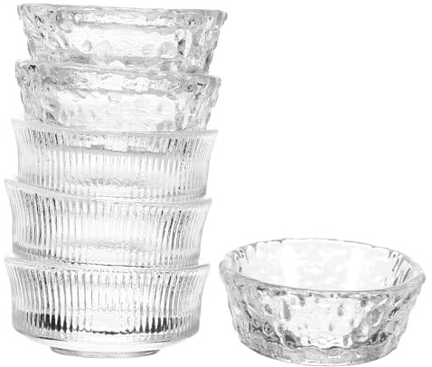 POPETPOP 6 pièces Lot de Bols Verre pour Sauce Soja et Dips Bols à Dessert Solides et Décoratifs avec Motifs Uniques Accessoires Restaurant pour Apéritifs et Snacks