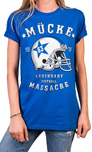 MAKAYA Mücke 63 Shirt für Damen blau - American Football Trikot mit Helm - Bud Oversize Top Große Größen L