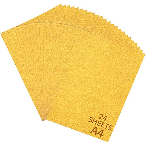 BELLE VOUS Set mit 24 goldfarbenen Kartonpapier, A4, 250 g/m², goldfarben, für Scrapbooking-Projekte und Verpackungen – fester Karton für Bastelarbeiten, Party, Geschenke