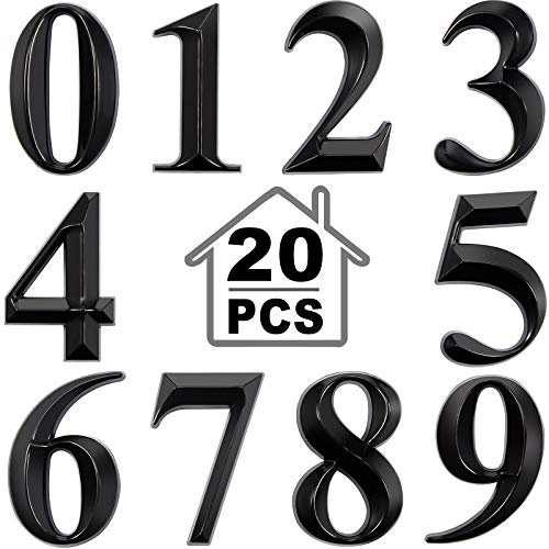 Jetec 3D Mailbox Numbers 0-9 Self Adhesive 2 Inch Address Numbers Stickers Door House Style Street Mailbox Sign for Apartment Home Office(Black,20 Pieces)