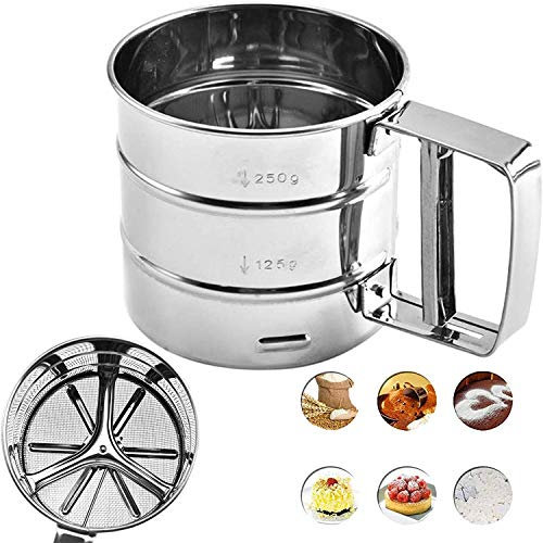 WANGZAIZAI Setaccio per Farina Setaccio a Una Mano in Acciaio Inox Setaccio da Cucina Setaccio fine, setaccio per Farina e Zucchero a Velo con Manico, setaccio Manuale per Farina, spezie in Polvere