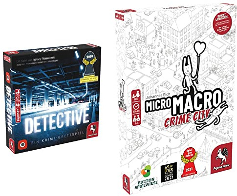 Pegasus Spiele 57505G - Detective (deutsche Ausgabe) & Pegasus/Spielwiese 59060G MicroMacro: Crime City (Edition Spielwiese) *Spiel des Jahres 2021*
