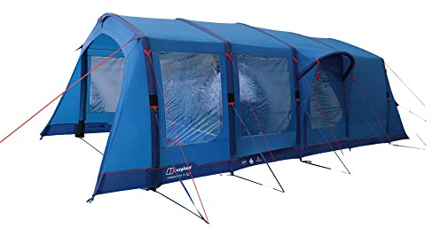 Berghaus Air Freedom 5 Man Tent with 2 Darkened Bedrooms, Spacious Living Area & In-Built Porch, 5 People, Inflatable & Easy to Pitch, Tunnel Design, Ideal for Family Camping & Festivals, 6000mm HH