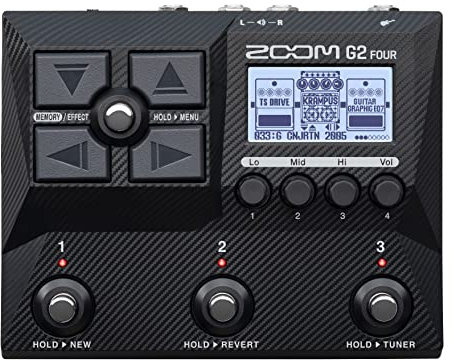 ZOOM G2 FOUR kompaktes Gitarren-Multieffekt-Pedal mit großem Sound, Amp-Modelling, Effekt-Modelling von Boutique-Pedalen, IR-Technologie für Bühne & Studio