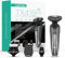 VOYOR Rasoir Electrique Homme Rechargeable 4 in 1 Tondeuse Barbe à têtes Rotatives Professionnel Tondeuse à Nez avec Brosse Visage de Voyage Sans fil et IPX6 Etanche TX410 (Gris)