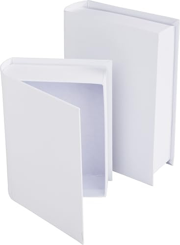VBS Boîtes livre, lot de 2, carton, blanc, rangement spatial et stockage, rangement pratique, boîtes de rangement