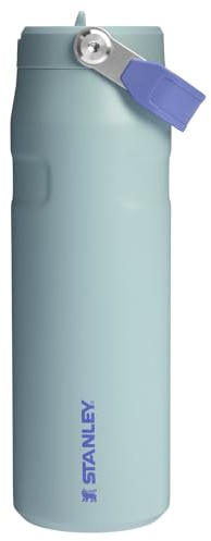 Stanley IceFlow Flip Straw 2.0 Water Bottle 24 oz | Built-In Straw for Travel and Sports | Lightweight and Leak Resistant | Insulated Stainless Steel | BPA-Free | Blue Cactus