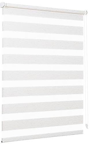 Sekey Doppelrollo Klemmfix ohne Bohren für Fenster, Doppelrollo 80 cm breit, Duo Rollo Jalousie Sonnenschutz, 80x150cm, Leinen