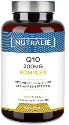 Coenzym Q10 Complex 250 mg – 120 Kapseln Coq10 – Mit Vitamin C, E und B2, schwarzem Pfeffer – Ubichinon Coenzym Q10 – 120 Kapseln Nutralie