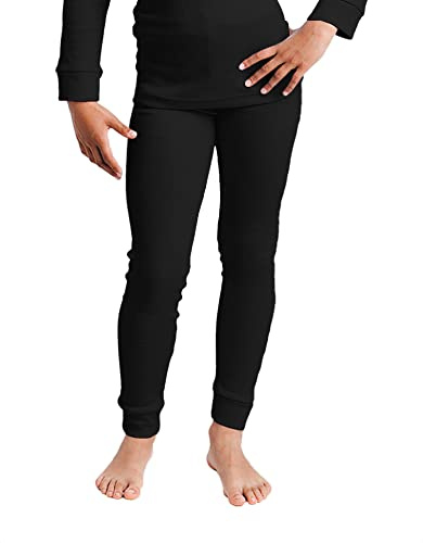 Cocain underwear 2 pezzi pantaloni termici lunghi per bambini, biancheria intima termica per bambini, interno felpato, morbido caldo, 122/128-158/164, 2 mutande nere, 158-164