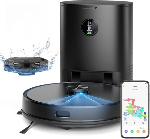 Robot Vacuum Cleaner with Mop,3500Pa Robotic Vacuum with 3.5L Self Emptying Station,Works with Alexa,Editable Map,Lidar Navigation,3 In 1,Robot Hoover for Pet Hair,Smart App Control(L6 Pro)