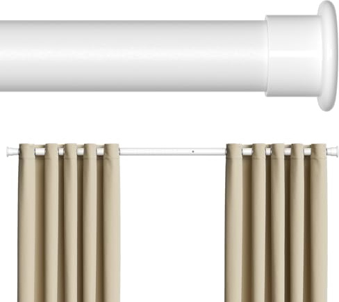 AIZESI Tringle à Rideau Extensible sans Percage 260-310 cm, Diamètre 4.7 cm, pour Salle de Bain, Cloison, Patio, Portière et Salon, Installation Facile, Blanc