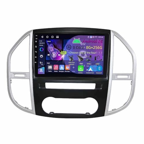 10-tums 15-tums dubbel-DIN Android-bilradio för Mercedes-Benz Vito 2016-2019, med CarPlay, GPS-navigering, Bluetooth, rattreglage och AHD-backkamera