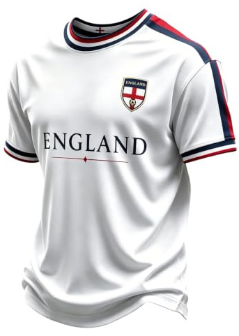 Men's England World Cup Soccer Shirt Breathable Lightweight Short Sleeve Crew Neck Athletic Tops for Supporters and Fans