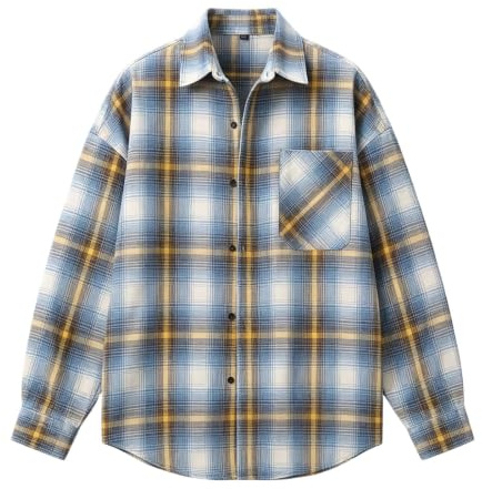 Fritidsväst för män, rutig skjortjacka med långa ärmar, avslappnat snitt, borstat tyg, modern stil för vardag, shopping