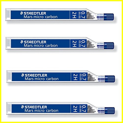Staedtler Mars Micro Carbon 250 0.7 mm 2H – Lápiz plomo Recargas – 4 tubos/paquetes (48 cables) 2H
