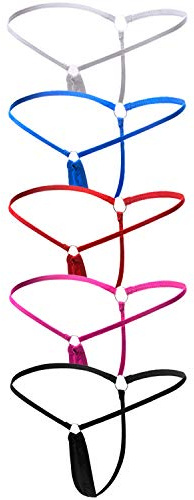 ETAOLINE Women's Low Rise Sexy Underwear Y-Back G-string Lingerie Thong Panty (Small, 5 Pack (5 Colors))