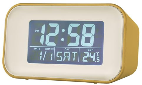 Acctim 15861 Alta yellow alarm clock with indoor temperature