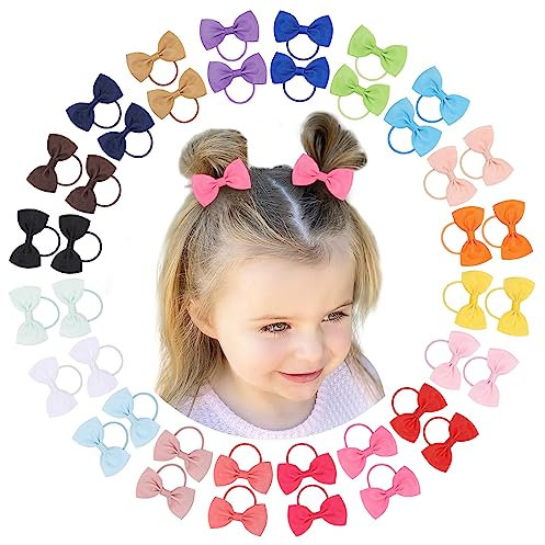 YHXX YLEN Baby-Haargummis mit Schleifen für Kleinkinder - 2 Zoll elastische Pferdeschwanzhalter kleine Haargummis für Baby Mädchen Kleinkinder Haar Zubehör 40 Stück