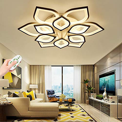 LED Deckenleuchte Moderne Dimmbar Wohnzimmerlampe mit Fernbedienung Lichtfarbe/Helligkeit Farbwechsel Deckenlampe Schlafzimmer Esszimmer Küche Licht Deko Pendellampe Weiß Blütenblatt Deckenbeleuchtung